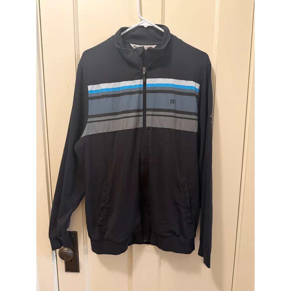 TravisMathew Mens Full Zip Jacket Pebble Beach Golf Links Black Stripe Large